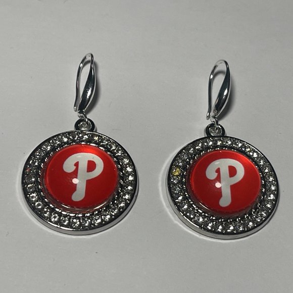 Philadelphia Phillies MLB Fashion Dangle Rhinestone Earrings NEW - Picture 2 of 5